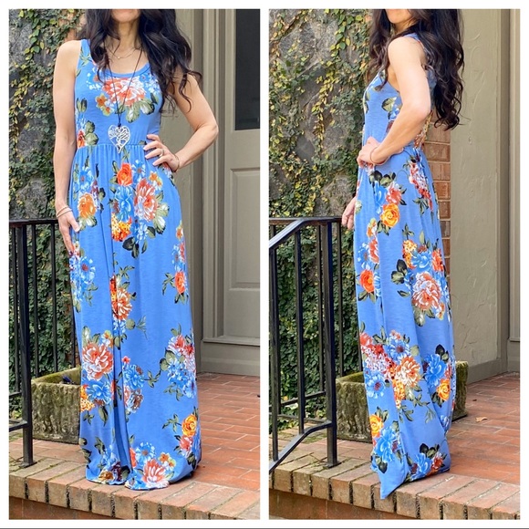 ✨LAST 1✨print tank side pocket sleeves maxi dress - Picture 2 of 5